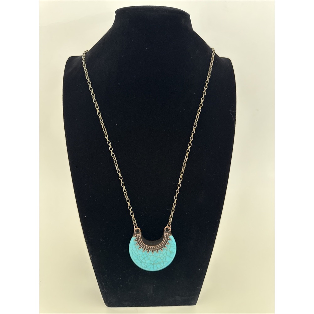 Turquoise style necklace womens Bronze tone boho chick southwestern